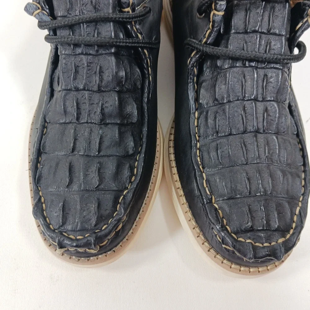 Vaccari Mens Navy Blue Goat Leather Exotic Moc Toe Driving Loafers Size‎ 11